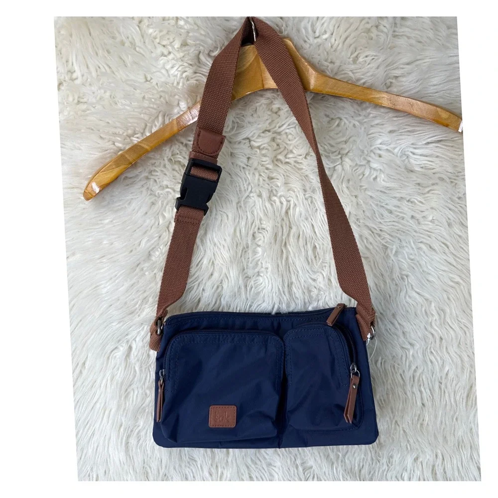 NWT The Sak Esperato Nylon Crossbody Bag Navy Blue Adjustable Strap Travel Beach